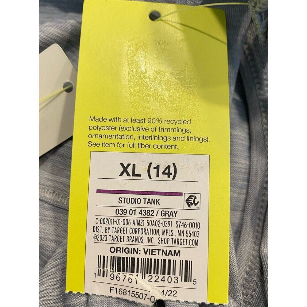 All In Motion Gray Studio Tank XL 14 Moisture Wicking Quick Dry Material NWT - Picture 3 of 5
